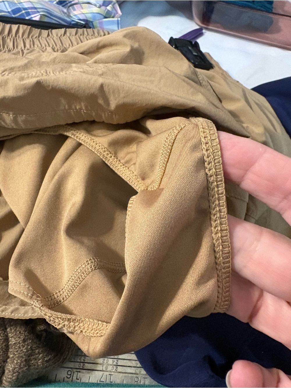 Joy lab shorts women’s extra small tan khaki High-Waist built in panty brief - Picture 6 of 9